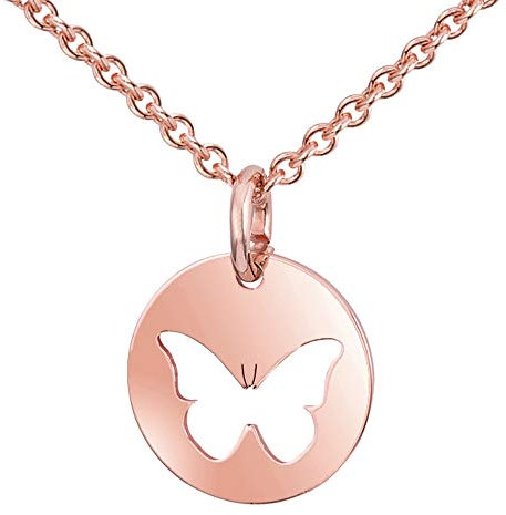 Materia Halskette mit Anhänger Schmetterling Rosegold Kette 925 Silber 42+5cm KA-447