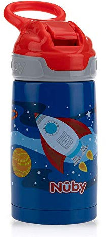 Nuby Sippy Cup, Stainless Steel Kids Water Bottle, Rocket