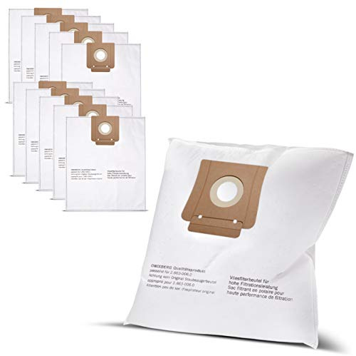 Lot de 10 sacs d'aspirateur pour Kärcher T10/1 et T 12/1 Omixberg 6.904-315
