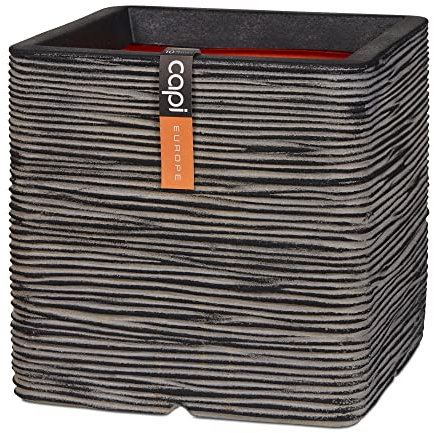 Capi Europe - Pot de Fleurs carré Rib NL - Anthracite - 40x40x40 - pour Une Utilisation en intérieur et en extérieur