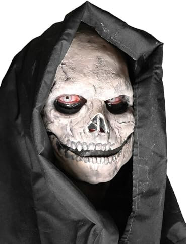 Maskworld Skelett-Maske aus Latex - Halbmaske Sensenmann Gevatter Tod mit Hautkleber - hautfarben - ideal für Halloween, Karneval, Motto- & Grusel-Party