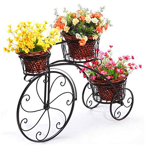 LWJJHJ Support de Fleur en métal Vélo Porte Plante Décoratif Jardinière Fer Forgé pour Jardin, Terrasse, Véranda Ou Intérieur ! (Color : A)