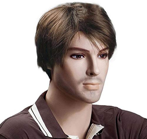 Tonsee Herren Perücke Mann Natürlich Perrücke Blond Braun Kurz Gerade Layered Perücken für Männer 80er jahre kleidung herren Ostertag Cosplay Alltag Halloween Karneval Party Men Wig10cm