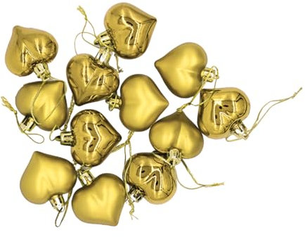BESPORTBLE 12pack Herz Bälle Ornamente Weihnachtsdekoration Anhänger Bälle für Baum Haupt innen hängende Verzierung (golden)