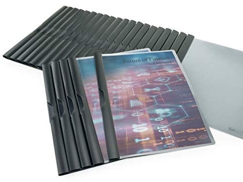 Rapesco 1596 A4 Klemmmappe, Schwarz, 25 Stück