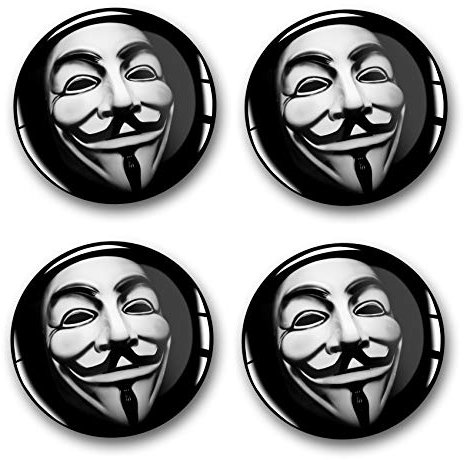 4 x Gel Aufkleber für Nabendeckel 60mm Durchmesser Felgenaufkleber Sticker für Felgen Emblem Doming für Auto Kfz Tuning Zubehör DM007 (Nr. 17 Anonymous, Gel Aufkleber Set)