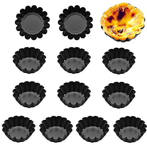 Hazrcvr Formine per Tartellette 12 Pezzi Stampi per Crostatine Stampi Pirottini in Acciaio al Carbonio Antiaderente Stampi Muffin Tortine Cookie Crostatine Stampi Budini Dessert Cioccolati Stampo
