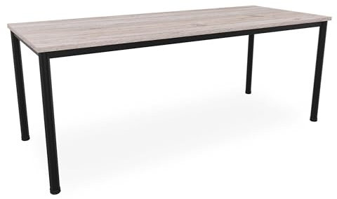 Schreibtisch u. Besprechungstisch mit schwarzem Tischgestell | Konferenztisch Bürotisch Computertisch Mehrzwecktisch Arbeitstisch PC-Tisch Homeoffice-Tisch (Eiche modern, 200 x 80 x 77,5 cm)
