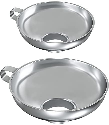 Wide Mouth Stainless Steel Canning Funnel - for Wide and Regular Mason Jars, Food Grade Funnel Canning Supplies Set, 2 Pack