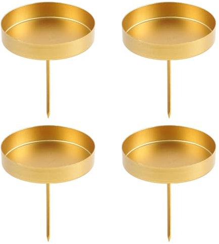 Kerzenhalter Adventskranz, 10 cm Kerzenständer Gold 4 Stück, Adventskerzenhalter Metall, Kerzenhalter Stumpenkerzen, Stabkerzenhalter Kerzenteller für Adventsgirlande Blumentopf