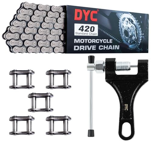 DYC 420 Chaîne de moto 132 maillons avec disjoncteur de chaîne pour 50 70 90 110 125 cc SSR TaoTao Coolster Apollo Baja Kazuma ATV chinois 4 roues Quad Pit Dirt Bike Go Kart Cart Mini pièces de vélo