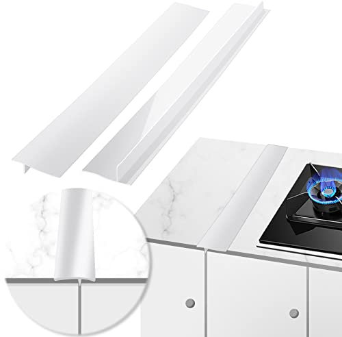 2 Pcs Stove Counter Gap Cover, MSDADA 30 inch Gap Filler Worktop Joining Strip, Gas Hob Covers for Gas & Electric Cookers, Easy Clean Counter Top for Dishwasher, Cooker, Oven, Dryer & Washing(White)