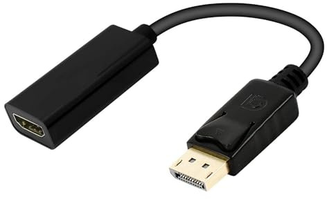 Ewent DisplayPort-auf-HDMI-Adapter 4K, DP-Stecker auf HDMI-Buchse, vergoldete Anschlüsse, DP-Adapter für 4K TV HDTV Monitor Projektoren etc, 0,15 m