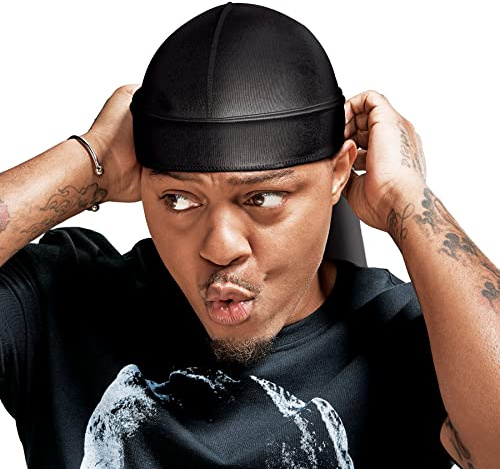 RED by Kiss Bow Wow X Power Wave Extreme Shine Silky Durag für Herren Wellen Silky Doo Rag (schwarz)