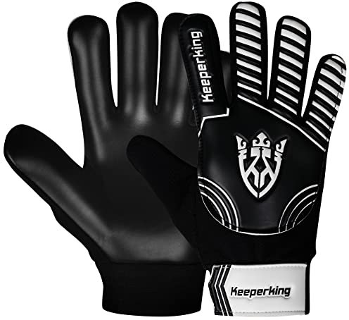 Keeperking Torwarthandschuhe Kinder, Jungen und Mädchen, Junior Fußballhandschuhe Fußball Spielerhandschuhe für Jungen tormannhandschuhe Große 4-7 (Claw 2.0 Schwarz, 4)