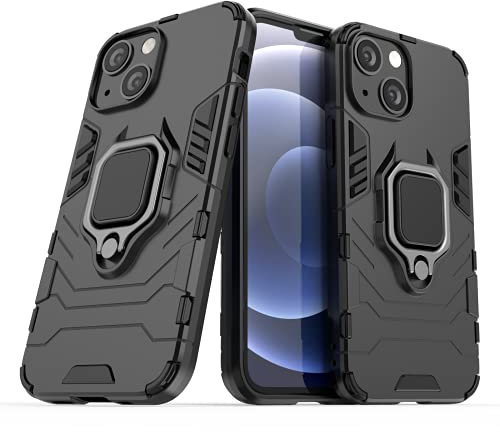 IMIRST Nothing Phone 1 Case - Heavy Duty Armor Dual Layer Shock Resistant Hybrid Protective Snap-on Case Cover with Ring Holder Kickstand for Nothing Phone (1) HB Black