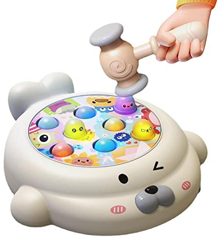 LINGJIONG topo Whack | Juguete creativo dulce con sonido y martillo,Juego electrónico mini arcajuguete desarrollo temprano para 3 4 5 6 7 8 años niña