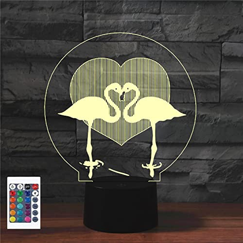 3D rote Kranich Fernbedienung mit 16 Farben Nachtlichter Illusion Acryl LED-Tisch Nachttischlampe Kinderzimmer Schreibtisch Dekoration Geburtstagsgeschenke Spielzeug für Kinder