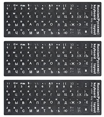 Pack of 3 Universal Keyboard Sticker Replacement Sticker for Laptop Keyboard Desktop Keyboard Notebook Keyboard Alphabet Sticker (Russian 4)