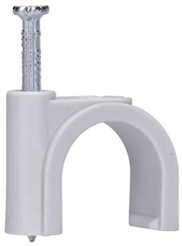 50 Stück Voxura Nagelschelle Kabelschelle Rundschelle 21 mm mit Nagel Ø 2,5x40 mm grau