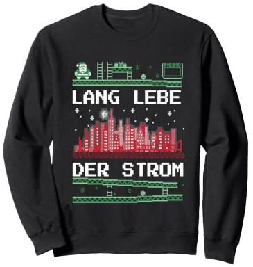 Lang lebe der Strom Weihnachten Games Ugly Christmas Gamer Sweatshirt