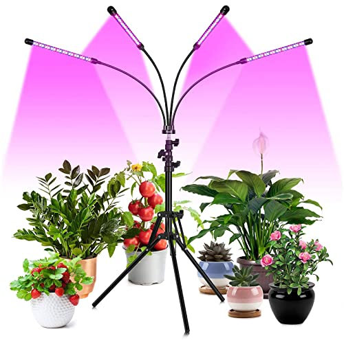 VVLXRIC LED Grow Lights, con Trípode Aajustable de 15-63, Cuello De Cisne Ajustable Individualmente De 360° para Plantas De Interior, Flores, Invernaderos LED Grow Light