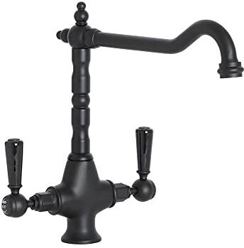 Milano Elizabeth Lever Handle Kitchen Sink Mixer Tap Swivel Spout - Black