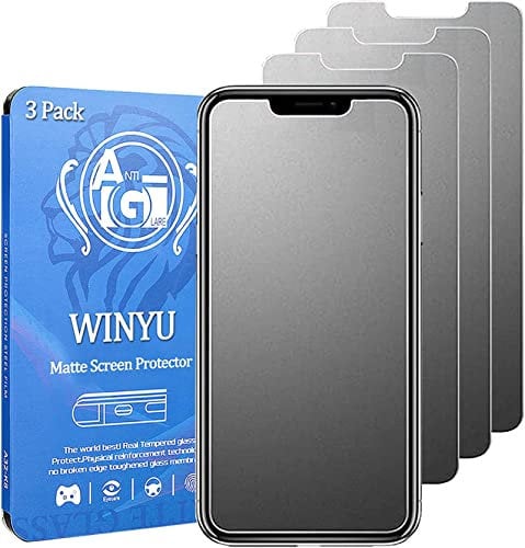 WINYU® 3PCS Matte Tempered Glass for iPhone 11 Pro Max/iPhone XS Max Full Coverage Screen Protector Matte Anti-Glare Anti-Fingerprint 9H Tempered Glass Protective Film for apple xs max/11pro max,6.5