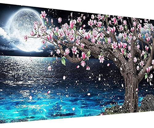 WeJimifa Diamond Painting, DIY Diamant Painting Bilder, Diamond Painting Groß Erwachsene Bilder Mond für Wohnzimmer Schlafzimmer Wanddekoration (40 x 70 cm)
