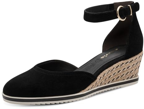 Tamaris Escarpins femme à talon compensé cuir noir 37 EU