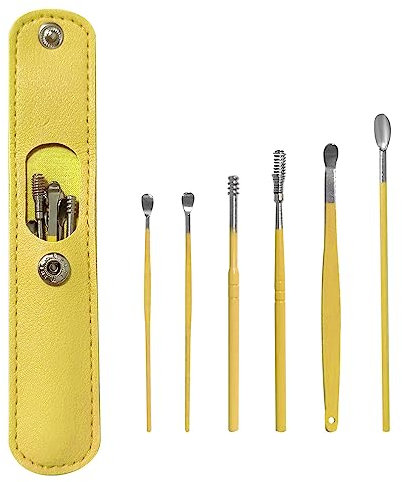 A7WES Stainless Steel Ear Wax Remover Kit - 6 Pcs Reusable Ear Curette Tools for Children & Adult Earwax Removal Cleaning