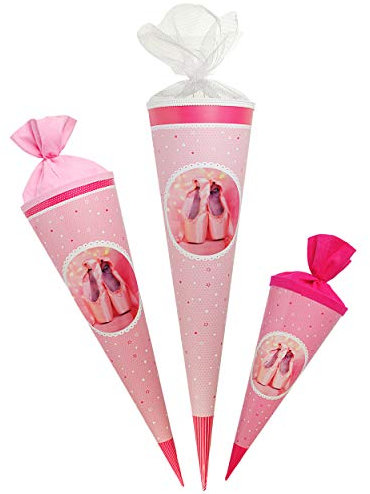 alles-meine.de GmbH Schultüte - Ballerina/Tänzerin - 35 cm - rund - Filzabschluß - Zuckertüte - mit/ohne Kunststoff Spitze - kompatibel mit goldbuch - Mädchen - Primaballerin..