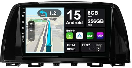 BXLIYER -[8G+256G, 8-Core]- Android 14 IPS Car Stereo For Mazda ATENZA Mazda 6 (2012-2015) - Wireless CarPlay/Android Auto - LED Camera & MIC - 9 Inch 2 Din - DSP Steering Wheel DAB Fast-boot 360-CAM