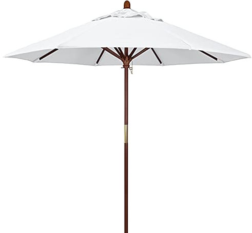 Parasol Parasol Parapluie de table de marché pour piscine extérieure, poteau en bois et 8 nervures, petit parasol rond de 2,1 m / 6,8 pieds, tissu en polyester UV50 + (Couleur : Blanc) Decoration