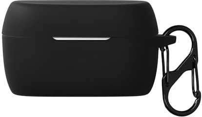 kwmobile Schutzhülle für Jabra Elite 4 (not for Elite 4 Active) Hülle - TPU Silikon Case für Kopfhörer Ladecase - stoßfestes Cover mit Karabiner - Schwarz