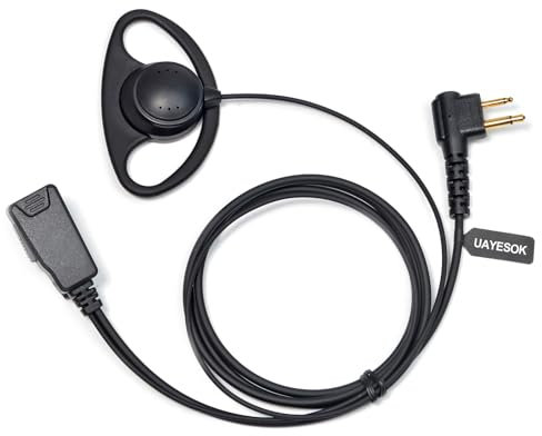 UAYESOK 2 Pin D Shape Radio Earpiece for Motorola CP040 DP1400 GP88 GP300 XT420 XT460 Hytera PD405 PD505 BD505 Walkie Talkie, Security Guard Radio Headset with PTT Mic Microphone