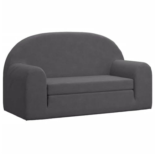 vidaXL Kinder Schlafsofa 2-Sitzer, 2-in-1 Kindersofa mit Schlaffunktion, Kindersessel Sofa Abnehmbarer Bezug, Kindercouch Couch Kindermöbel, Anthrazit Weicher Plüsch