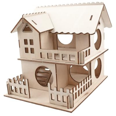 minkissy Rennmaus Chinchilla Rattenhaus Kleintierspielplatz Log Wasserflaschenhalter Hamster Spielzeug Hamsterhütte aus Holz Hamsterhaus aus Holz hölzern Zubehör Goldener Bär Bambus