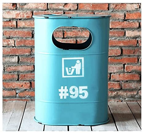 NOLLAM Papelera Bote de Basura de Viento Industrial con Tapa de 3,1 galones o más de Capacidad Bote de Basura Creativo de Hierro Forjado Bar Café Cubo de Basura Basurero Cocina