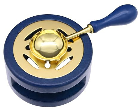 Uxney Wachssiegelwärmer, Siegelwachs set Wachssiegelset mit Wachssiegellöffel zum Schmelzen von Wachssiegelperlen oder Siegelwachsstiften(Navy blau)