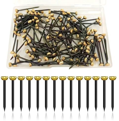 Picture Pins Nails, 100pcs Picture Hanging Nails for Wall Pins Brass Head Frame Nail Hook Pin for Hanging Pictures Photo Frame