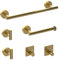 Gold Bathroom Accessories Set 6-Piece, Towel Rail Bathroom Hardware Set 40CM Towel Rail, Toilet Paper Holder, 2 Wall Hooks, 2 Robe Hooks 304 Stainless Steel Screw-Fixed Wall Mounted