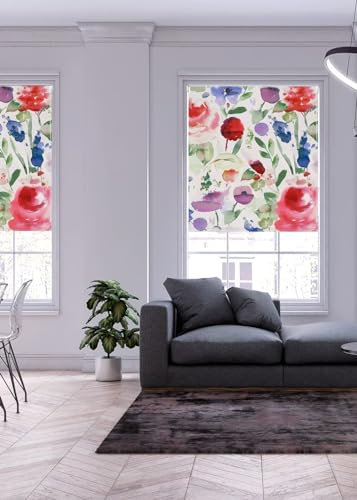 Lister Cartwright Summer Floral Patterned Roller Blinds (120 X 160 CM) Blackout Blind for Bedroom Bathroom Kitchen Windows Child Safety included