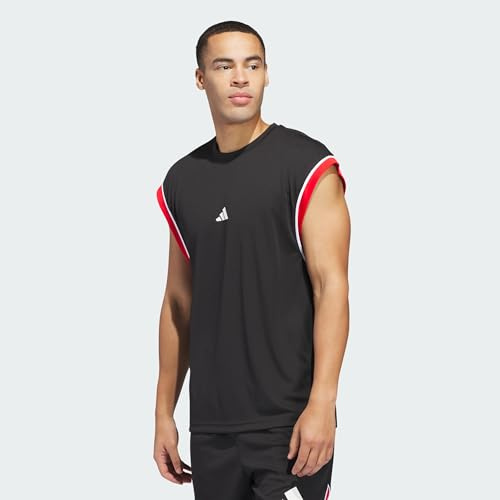 adidas Herren Basketball All World Sleeveless Tank Shirt, Black/red, XXL