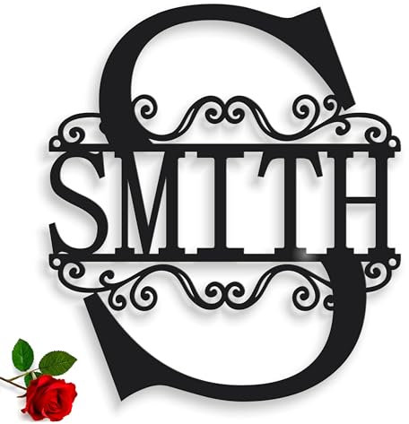 Personalisierte Schilder aus Metall, Familiennamen, Nachname, Initiale, Initialbuchstabe, Individuelles Monogramm, Hochzeitsgeschenk, Türschild, Haustürschild, Namesschild, Haustür-Dekor (Design 4)