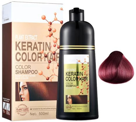 Champú Para Teñir El Cabello Rojo Vino, Champú Para Teñir El Cabello Natural, Tinte Para El Cabello 6 En 1 Que Cubre Las Canas, Champú De Color De Larga Duración Para Hombres Y Mujeres