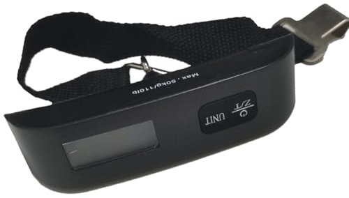 ROTOPATA Kofferwaage Digital mit Haken, Gepäckwaage für Reisen mit Temperatursensor, LCD Anzeige, Max 50KG / 110 lb, Hängewaage für Koffer, Kofferwage Luggage Scale (Zinngrau)