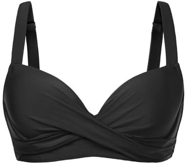 Women Underwire Bikini Top - Push Up Swim Top Only Bra Padded Swimsuit Tops 2025 Bathing Suit Tops, Black, Large