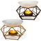 GOMETY 2 Stück Duftlampe aus Metall und Keramik, Kerze Aroma Burner, Duftwachs Lampe mit Teelicht Halter aus Eisen Oil Burner Dekoration für Zuhause im Rauten-Stil Aromatherapie-Lampe (Schwarz + Gold)
