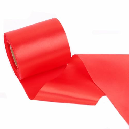 Satinband Rot 80mm Breit Geschenkband Schleifenband Stoffband zum Basteln Hochzeitband Haarbänder Weihnachtsbänder Bedrucktes Satin Dekoband für DIY Handwerk Verpackung Blumenstrauß Auto(L:20m)